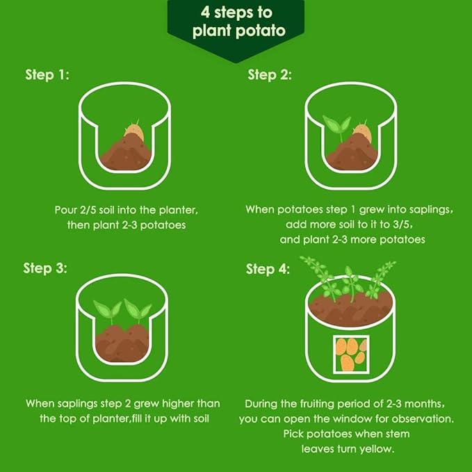 4pack 10 Gallon Potato Grow Bags Planter Bags Planting Fabric Pots with Flap and Window Garden Bags for Vegetables Tomatoes Carrots Onions