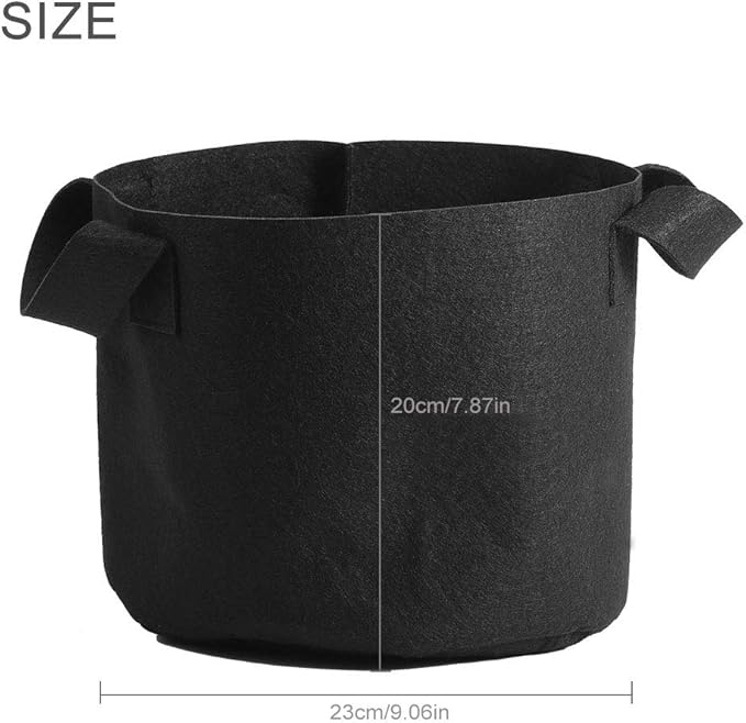 Black Felt Plants Growing Bag, Plant Grow Bags Garden Bag to Grow Vegetables, Vegetable Potato Planter Containers Flower Aeration Planting Pot Container for Planting Potatoes (3 Gallon (20 x 25cm))
