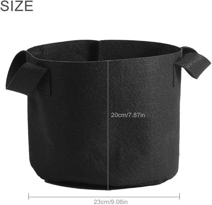 Black Felt Plants Growing Bag, Plant Grow Bags Garden Bag to Grow Vegetables, Vegetable Potato Planter Containers Flower Aeration Planting Pot Container for Planting Potatoes (3 Gallon (20 x 25cm))