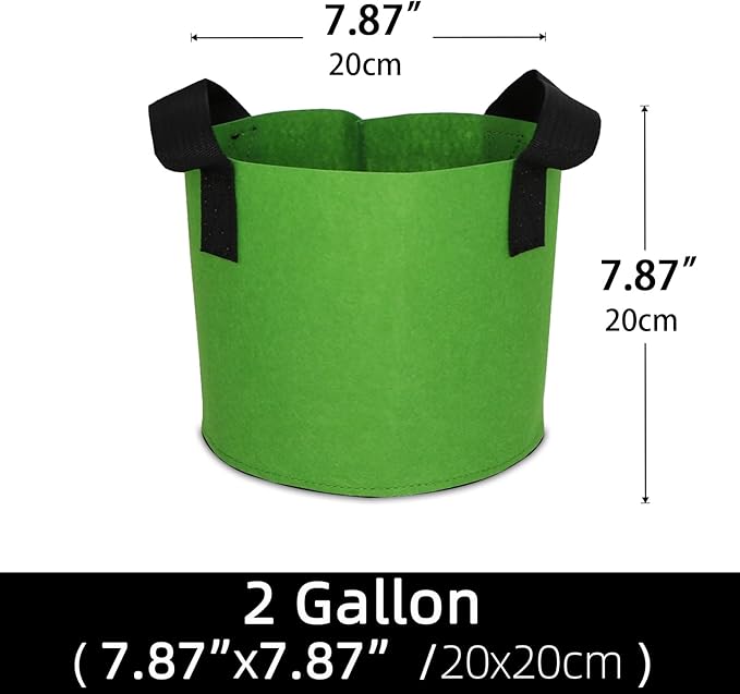 Grow Bags,Growing Pot Bags Garden Grow Bag Indoor Outdoor Fabric Aeration Plant Pot Container Flower Vegetable Pouch (Green,2 Gallon)