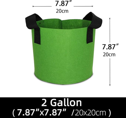 Grow Bags,Growing Pot Bags Garden Grow Bag Indoor Outdoor Fabric Aeration Plant Pot Container Flower Vegetable Pouch (Green,2 Gallon)