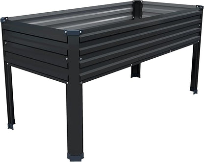 Galvanized Raised Garden Bed with Legs,48×24×30in Elevated Planter Box for Backyard,Garden, Patio, Balcony, 350lb Capacity,Planters for Outdoor Plants,Black