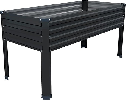 Galvanized Raised Garden Bed with Legs,48×24×30in Elevated Planter Box for Backyard,Garden, Patio, Balcony, 350lb Capacity,Planters for Outdoor Plants,Black