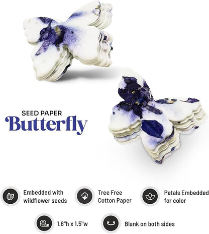 50pcs Small Purple Butterfly Seed Paper – Plantable & Writable Wildflower, Gift for Mom This Mother’s Day, Use for Shower Favors, Weddings, Party Favors or Life Events