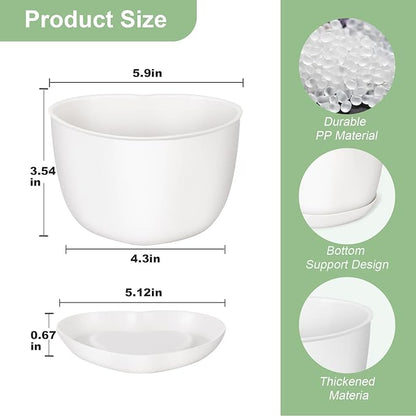 Succulent Pots Heart-Shaped Shallow Herb Planters with Drainage Hole - 4 Packs Cactus Planter for Home Office Garden Plants Pot Present - Plants Not Included (Off White)