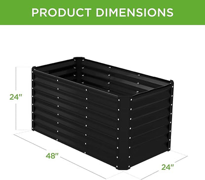Best Choice Products 4x2x2ft Outdoor Metal Raised Garden Bed, Deep Root Box Planter for Vegetables, Flowers, Herbs, 119 Gallon Capacity, 100% Non Toxic Materials - Black