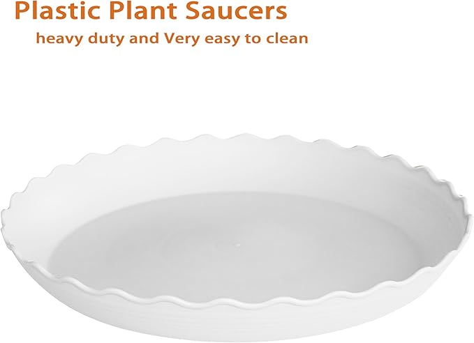 2 Pack of 14 inch Plant Saucer Plant Tray, Plastic Plant Saucer, Heavy Duty Plant Tray for Pots, Plant Saucers for Indoors Planter, Garden Water Plate Bowls for Gallon Grow Bags (White)