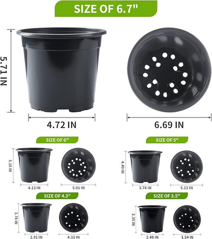 50Pcs Nursery Pots Variety Pack Plastic Pots for Plants,Mix Sizes Seedling Pots with Drainage Holes Indoor Outdoor Flower Pots for Succulent Vegetable Herb