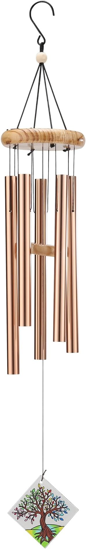 Deep Tone Wind Chimes for Outdoor - Handcrafted Copper Pipe Wind Chime with Tree of Life Pendant, Melodic Garden & Patio Decor (Ideal Gift for Mother, Grandmother, Housewarming) (Style 1)