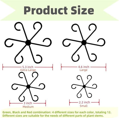 12 PCS Plant Stem Support, Plant Stakes for indoor Plants Plant Clips for Climbing Plants, Plastic Monstera Plant Support Accessories for Potted indoor Plant in Various Growth Stage(4 Sizes, 3 Colors)
