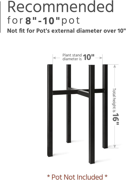 Mkono Plant Stand - EXCLUDING Plant Pot, Mid Century Modern Tall Metal Stand Indoor Flower Potted Holder, Display Rack, Fits Up to 10 Inch Planter, Black