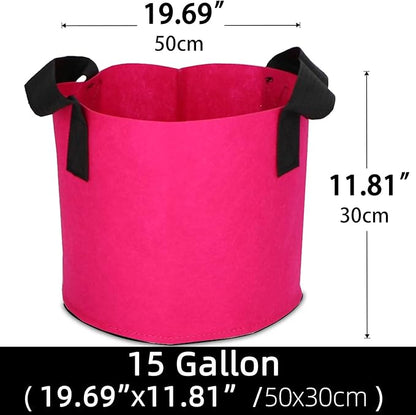 Grow Bags,Growing Pot Bags Garden Grow Bag Indoor Outdoor Fabric Aeration Plant Pot Container Flower Vegetable Pouch (Rose Red,15Gallon)