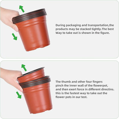 Kleeblatt 100 Pcs Nursery Pots 6 Inch, Plastic Planter Nursery Pots with 30 Pcs Plant Labels, Seedling Pots and Seedling Flower Plant Container