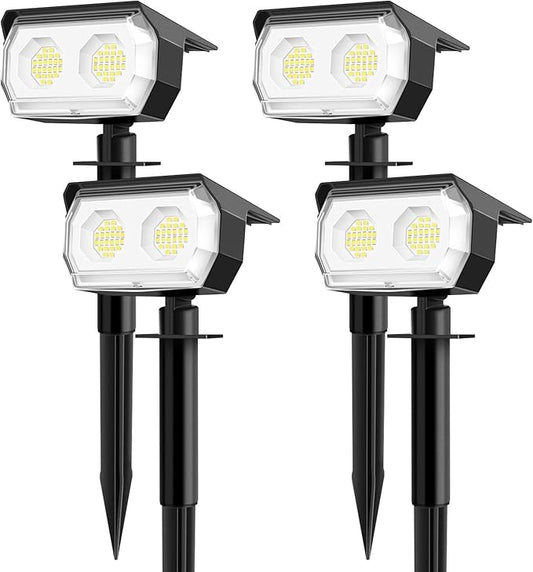 Solar Spot Lights Outdoor,IP65 Waterproof 48LED Path Lights with 3 Lighting Modes, Garden Yard Pathway Pool Wall Lights (Cool White, 4 Pack)
