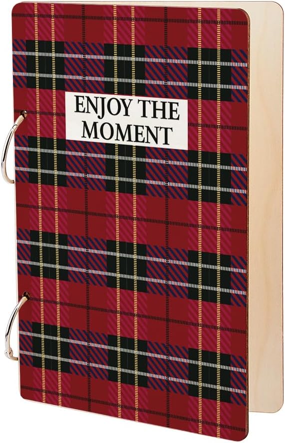 SUPERDANT Enjoy the Moment Greeting Card Holder Organizer Wooden Card Keeper Binder Planning Book Birthday Cards Keeper Photo Album 2-Rings Cover Wedding Planner Journal Keepsake Gift Keepsake Book