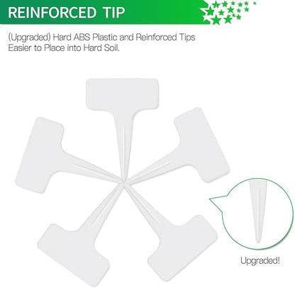 Prudance® 50 Pack Reusable Waterproof Plant Markers for Garden T-Type Plant Labels for Seedlings Potted Plants Vegetables Succulents Durable Weatherproof Garden Tags (White)