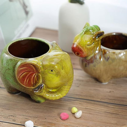 WAIT FLY Cute Animal Ceramic Flower Pot Succulent Planter-Horse