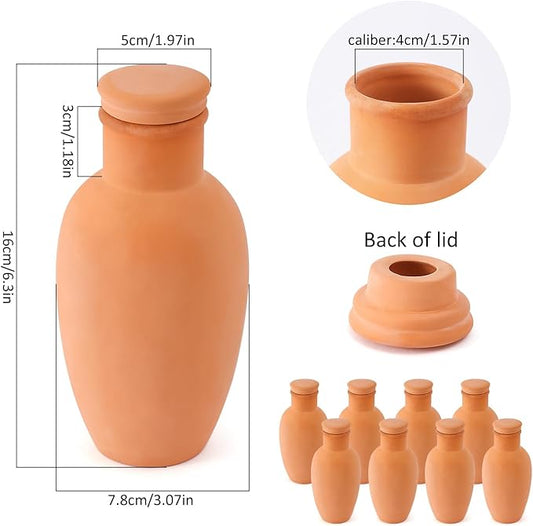 8pcs Ollas Self Watering Terracotta Planter Terra Cotta Clay Watering Spikes for Indoor Outdoor Plants - Large Reservoir Bulbs
