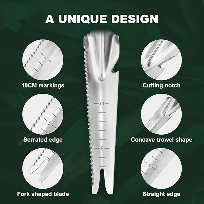 Hand Weeder Trowel Garden Weed Puller Weed Pulling Tool Hand Weeder Cutter Tool for Gardening Weeding Digging Cutting Transplanting Measuring Planting Removing Multi Use Garden Weed Picker Hand Tool