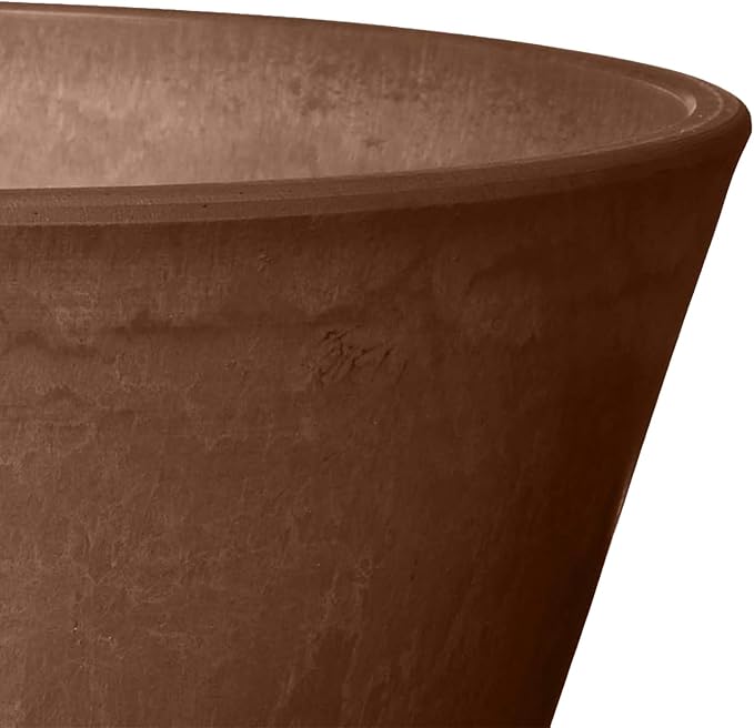 Arcadia Garden Products PSW Pot Collection TD25C Plastic/Stone/Wood Composite Shallow Bulb Pan - No Drainage Hole (Drillable), Planter for Succulents, Bonsai, Fairy Gardens, Herbs, 10-inch, Chocolate