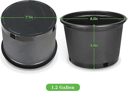 Planter Nursery Pots 2 Gallon Pots for Plants, Injection Molded Plastic Nursery Pots, 9 inch Plant Container 1.2 Gal Liquid Volume 10-Pack