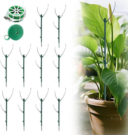 10 Pack Stackable Monstera Plant Support, Garden Plant Stakes Moss Pole for Indoor Outdoor Climbing Plants, Pothos Philodendron Tall Potted Plants Holder Stick (10 Pack)