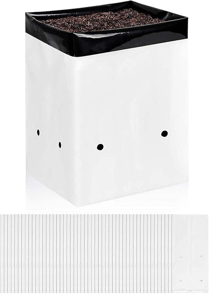 iPower 1 Gallon 50-Pack Black and White Grow Bags Panda Film Containers for Plants Potting Up, Seedling, Nursery Garden and Rooting, Shape Square