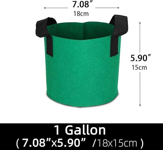 Grow Bags,Growing Pot Bags Garden Grow Bag Indoor Outdoor Fabric Aeration Plant Pot Container Flower Vegetable Pouch (Dark Green,1 Gallon)