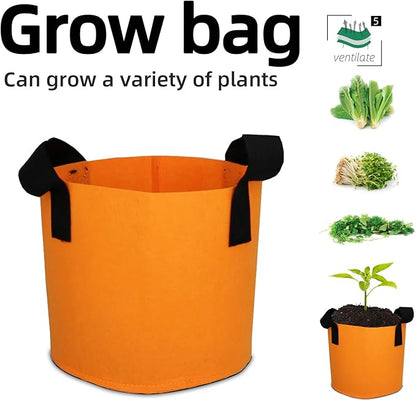 Grow Bags,Growing Pot Bags Garden Grow Bag Indoor Outdoor Fabric Aeration Plant Pot Container Flower Vegetable Pouch (Light Orange,5 Gallon)