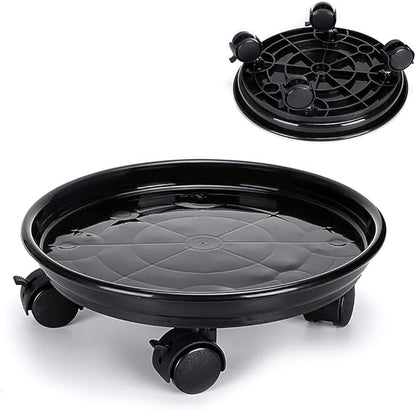 2Pcs Plant Caddy,Planter Pot Mover, Plant Pot Pallet Dolly Caster with Universal Wheels, Round Movable Planter Dolly Trolley Tray Pallet Outdoor Indoor Tree Flower Stand Planter (11.8 inch+2pcs+black)