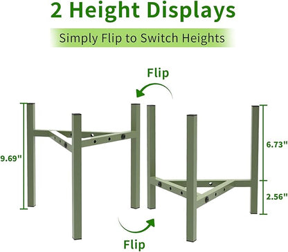 Aripark Plant Stand Indoor Adjustable, Metal Modern Small Plant Stands, Heavy Duty Stable Plant Pot Flower Holder Indoor Outdoor Corner, Fit 8 9 10 11 12 inch Pots, Green (Pot & Plant Not Included)