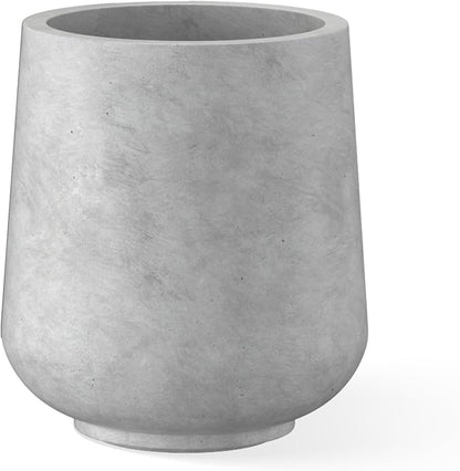 Kante 15.3" Dia Round Concrete Planter, Outdoor Indoor Large Plant Pots Containers with Drainage Hole and Rubber Plug for Home Garden Patio, Natural Concrete