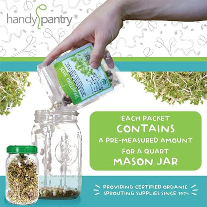 Handy Pantry Organic Sprouting Seed Assortments - Microgreens, Sprout Seeds Variety Pack (12 Pack - Premeasured)