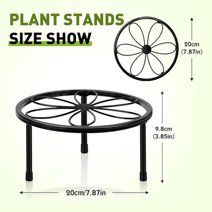 ESRICH 2 Pack 7.8" Metal Plant Stand Indoor , Black Plant Stands Outdoor, Rustproof Round Heavy Duty Flower Pot Stand, Potted Plant Holder for Garden Home