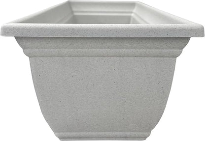 The HC Companies 24 Inch Mojave Window Planter Box with Drainage Holes, Lightweight UV-Resistant Plastic Outdoor Planters, 2-Pack Flower Box for Garden & Home Decor, Granite