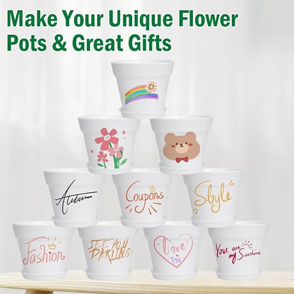 June Fox 60 Pack Small Plant Pots Indoor 4 Inch Plastic Planter with Drainage Holes and Saucers Premium Decorative White Plant Pot for Succulent, African Violets, Flowers, Plants