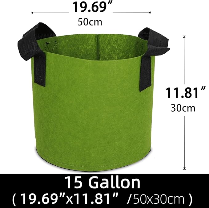 Grow Bags,Growing Pot Bags Garden Grow Bag Indoor Outdoor Fabric Aeration Plant Pot Container Flower Vegetable Pouch (Army Green,15Gallon)