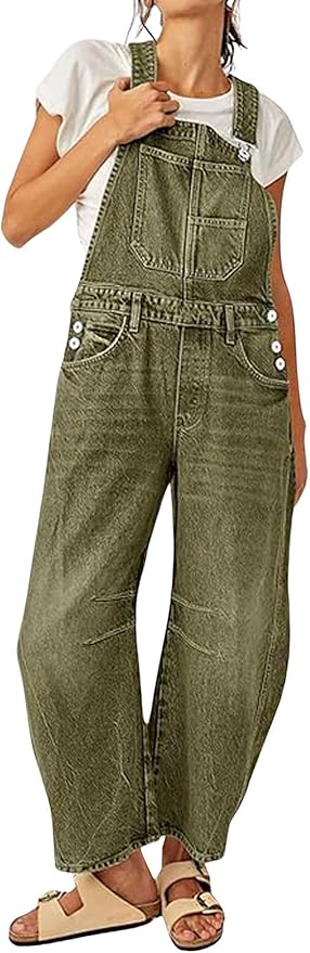 loveimgs Women Y2k Baggy Barrel Jeans Overalls Wide Leg Denim Pants Bib Overalls Jumpsuit Boyfriend Patchwork Jeans