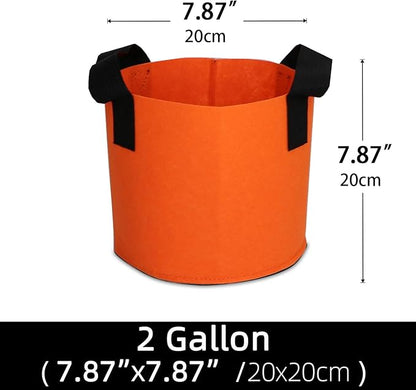 Grow Bags,Growing Pot Bags Garden Grow Bag Indoor Outdoor Fabric Aeration Plant Pot Container Flower Vegetable Pouch (Dark Orange,2 Gallon)
