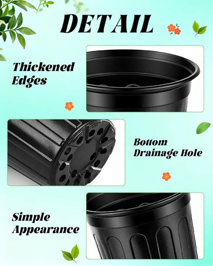 1 Gallon Plastic Plant Nursery Pot/Pots 65pcs Seedlings Flower Plant Container Seed Starting Pots Flexible Thickened Soft Plastic Garden Seedling Pot with Holes
