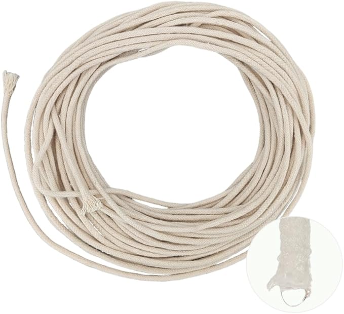 49.2 feet 1/8 Inch Natural White Self Watering Wick Cord Automatic Watering Cotton Rope System Hydroponic Wicking for Vacation Plant Care Capillary Wicks for Self Watering Planters and Pot