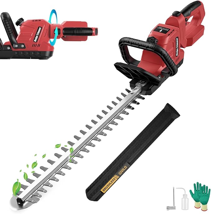 Hedge Trimmer Cordless Compatible with Milwaukee M18 Battery, 22-Inch Battery Hedge Trimmer, Brushless Bush Trimmer, 2/3'' Cutting Capacity, Lightweight & Rotatable Handle(No Battery)