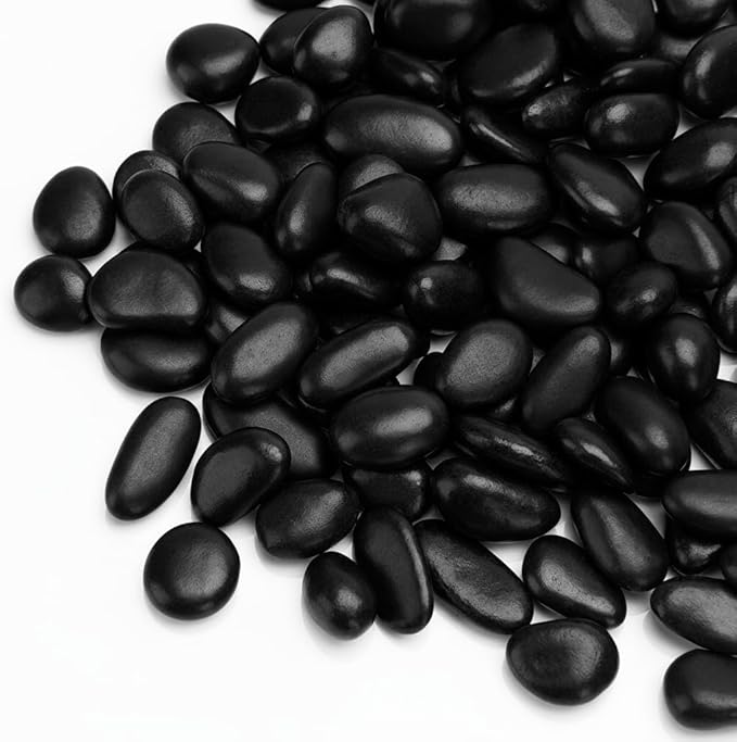 Onlyfire 18 lb Black Polished Pebbles, 3/8" Natural Decorative River Rocks for Plants, Vases, Aquarium, Succulents and Outdoor Garden Landscaping