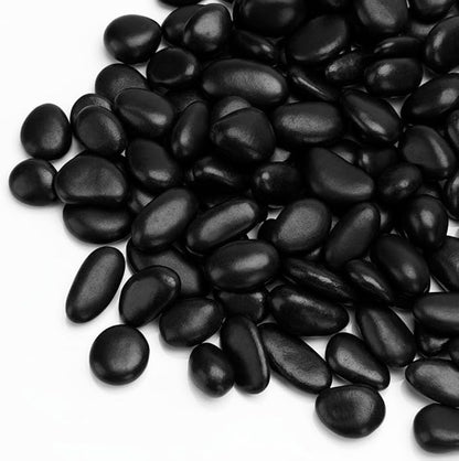 Onlyfire 2 lb Black Polished Pebbles, 3/8" Natural Decorative River Rocks for Plants, Vases, Aquarium, Succulents and Outdoor Garden Landscaping