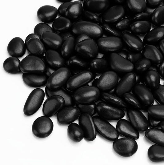 Onlyfire 2 lb Black Polished Pebbles, 3/8" Natural Decorative River Rocks for Plants, Vases, Aquarium, Succulents and Outdoor Garden Landscaping
