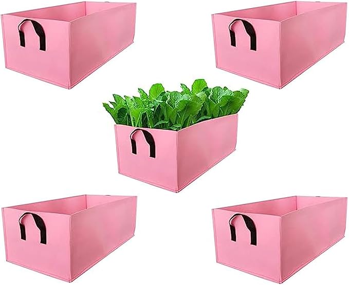 Ulalaza 5PCS Potato Grow Bags with Flap Plant Grow Bags Fabric Multi Ribbon Potato Bag Tomato Vegetable Growth Non-Woven Felt Planting Bag Transparent