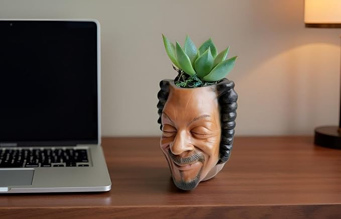 Funny Celebrity Face Planter Pot,Rapper Man Face Succulent Flower Pot,Old Man Head Planter Plant Pots for Indoor Outdoor Plants,Halloween Décor