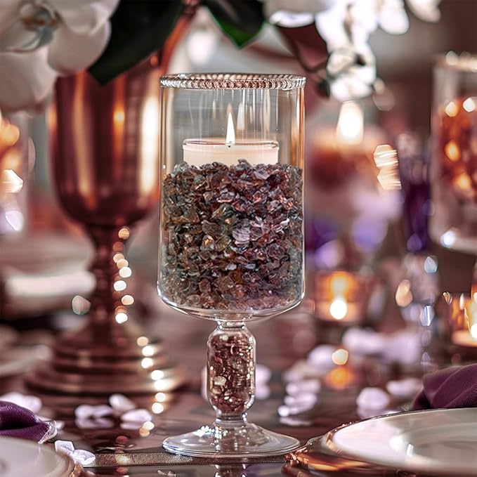 HappyFiller 1.3 LB Crushed Glass Sand Broken Pieces,Vase Fillers Candle Holder Fishbowl Pebbles Stones,Succulent Terrarium Gravels,Resin Art Crafts Project,Purple