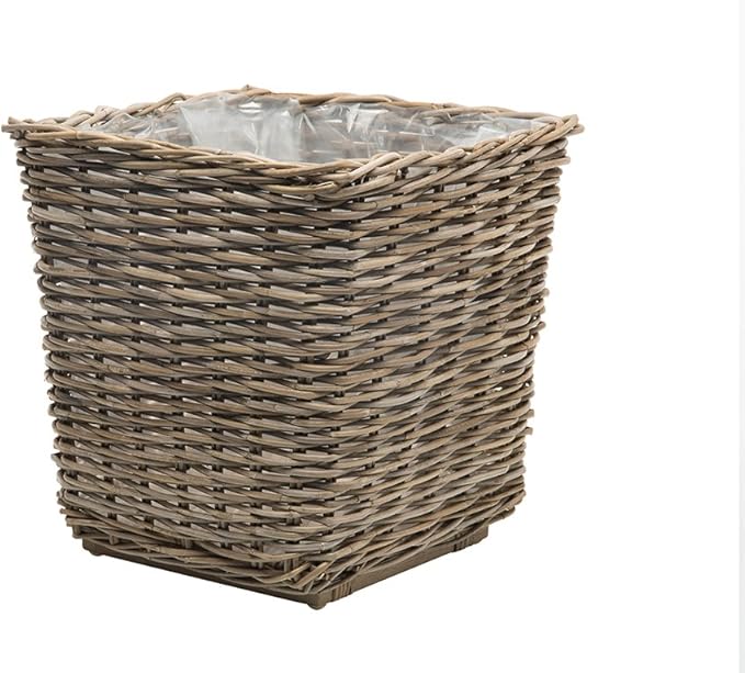 Kouboo Planter Woven Rattan Indoor Outdoor with Drainage Holes Tall Cute Pots Square for Olive Tree Large