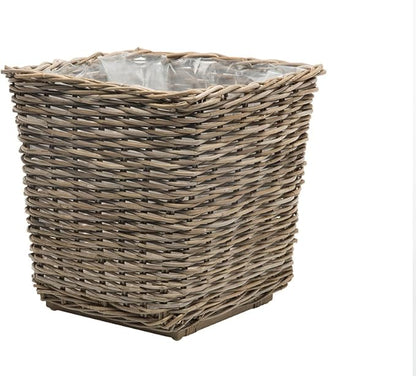 Kouboo Planter Woven Rattan Indoor Outdoor with Drainage Holes Tall Cute Pots Square for Olive Tree Large